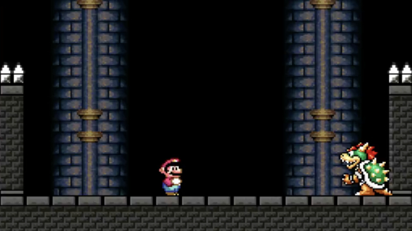 De eindbaas verslaan in de hardcore-versie van het spel Super Mario World