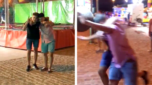 Hoppa. Met z'n tweeën ff het boksbalrecord op de kermis gepakt!