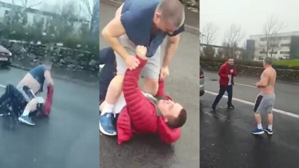 Vader gaat op de vuist met automobilist terwijl zijn Tokkie-gezin hem aanmoedigt