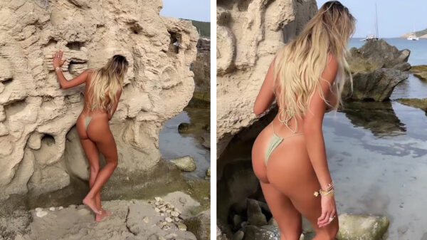 Ook dat nog: model Khloë Terae maakt op Ibiza kennis met glibberige rotsen