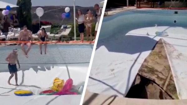 Spontane sinkhole tijdens zwembadfeestje in Israël slokt man op