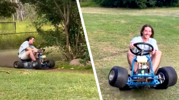 Niks geen digitaal gedoe, gewoon een potje Mario Kart in je achtertuin!