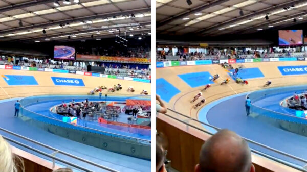 Baanwielrenner vliegt het publiek in bij zware crash op de Commonwealth Games