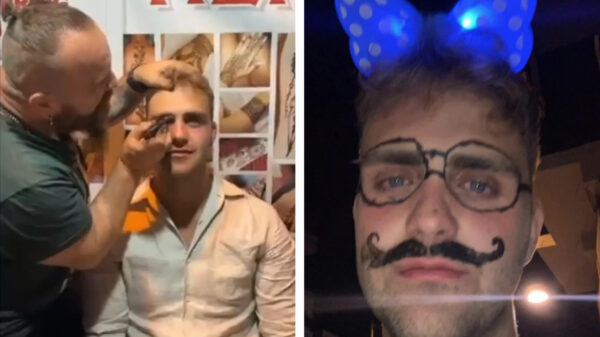 Cherso-ganger laat straalbezopen zijn gezicht volknallen met hennatattoos