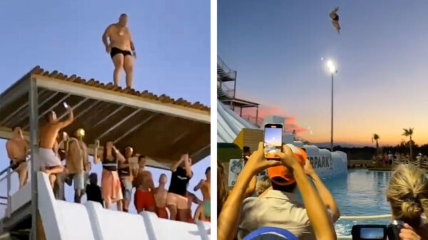 Waaghals lanceert zichzelf in een baan om de aarde via het dak van de glijbaan