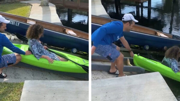 Nope, haar eerste kanotochtje was niet echt een daverend succes