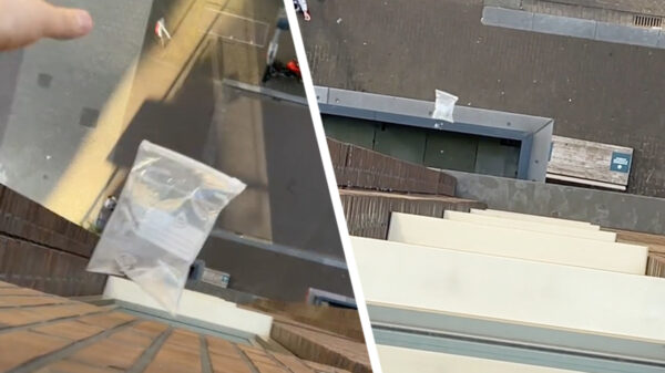 Het leek zo'n goed idee: een sleutel in een zakje naar beneden gooien