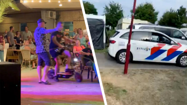 Man die door Peter Gillis van park is gegooid reed tijdens optreden dwars over vol terras