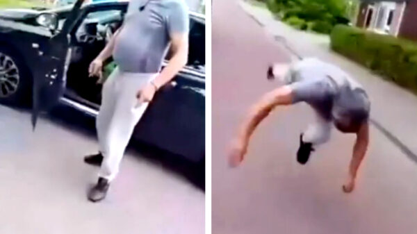 Opa gaat vol in de achtervolging na verkeersfittie met koter