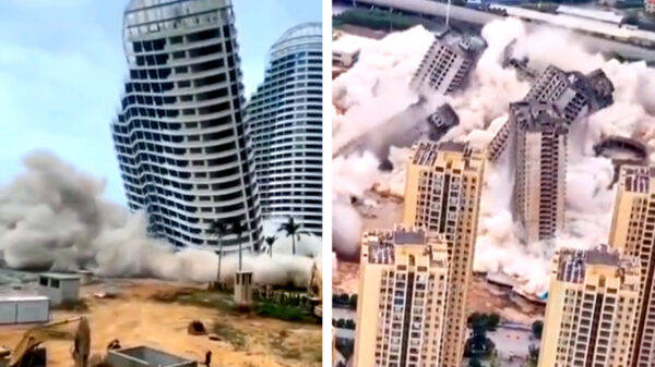 In China houden ze niet van treuzelen en gaat alles in één keer tegen de vlakte