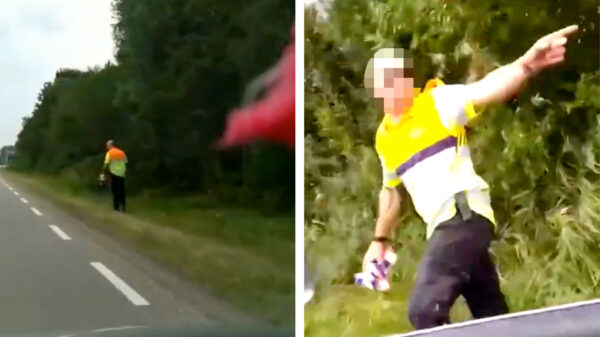 Man die vlaggen naast autoweg verwijdert wordt voor NSB'er uitgemaakt