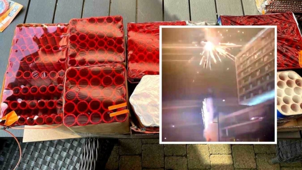 PSV-fans verwelkomen spelers Rangers FC met een vuurwerkshow bij hun hotel