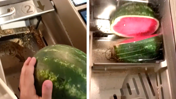 Lifehack: meloenen snijd je bij de Lidl gewoon in de broodmachine