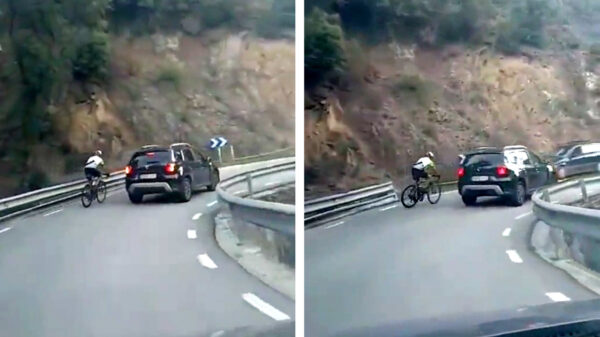 Ongeduldige wielrenner haalt in tijdens afdaling, klapt bovenop tegenligger