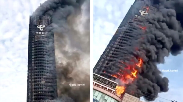 Gigantische fik in een telecomgebouw van de Chinese stad Changsha