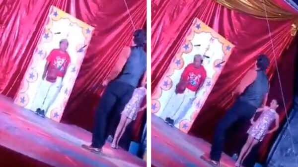 Het is een wonder dat deze vrijwilliger de messenwerp-act overleefde