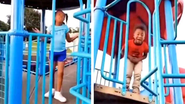 Een typisch voorbeeld van nattigheid voelen in de speeltuin