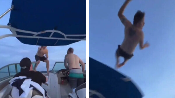 Backflip vanaf het dak van een speedboot gaat niet zoals ingecalculeerd