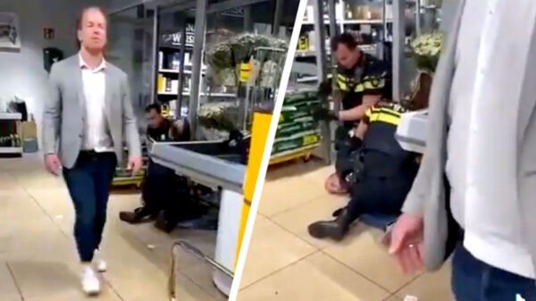 Fanatieke agent deelt tikken met wapenstok uit na overmeesteren man in Jumbo