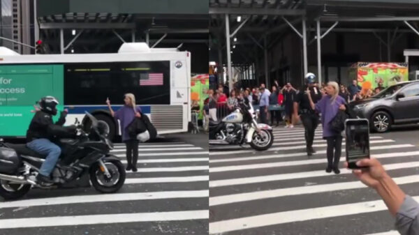 Het zebrapad is de uitgelezen plek om even rustig te staan middelvingeren