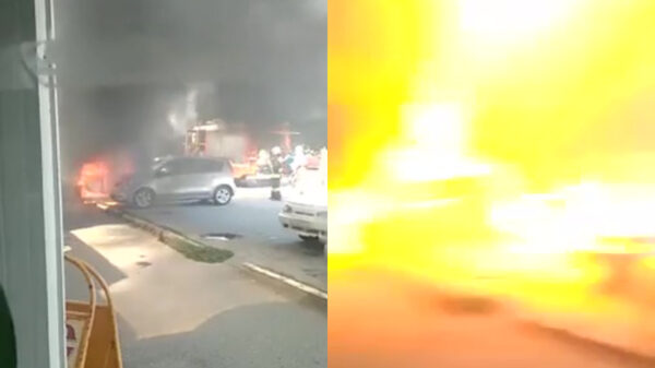 Russische auto blijkt niet bestand tegen brand