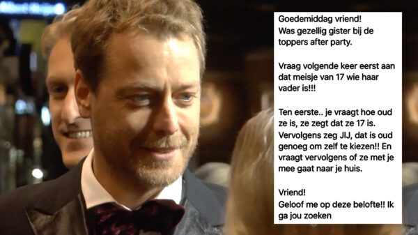 Manager Mart Hoogkamer pislink op acteur Mark van Eeuwen die met 17-jarige aanpapt