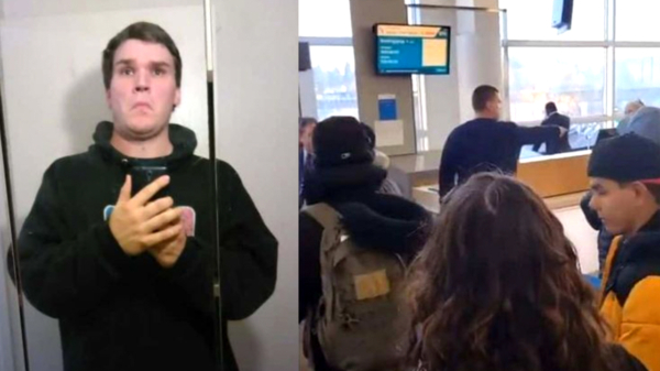 Gekkie gaat full retard en brengt Hitlergroet op het vliegveld van Seattle