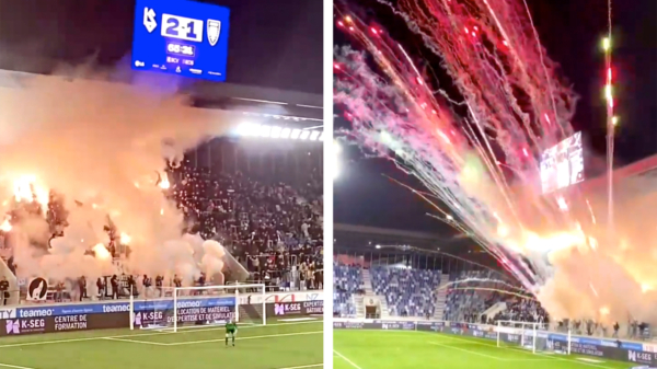 Supporters Lausanne-Sport trakteren voetballers op een vuurwerkshow