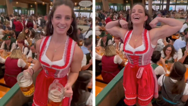 Nicht föcken met het bier van deze serveerster op het Oktoberfest