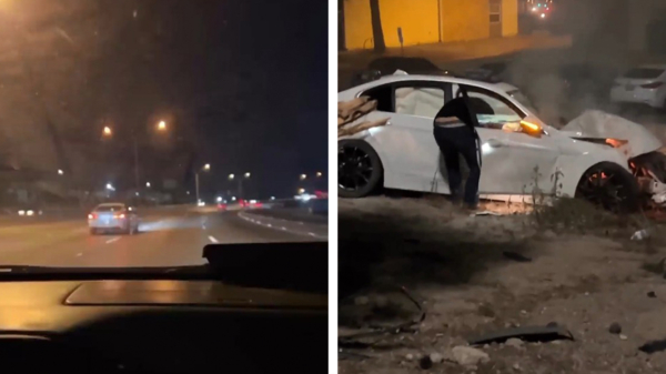 Barmhartige Samaritaan trekt dronken bestuurder uit brandende auto na crash