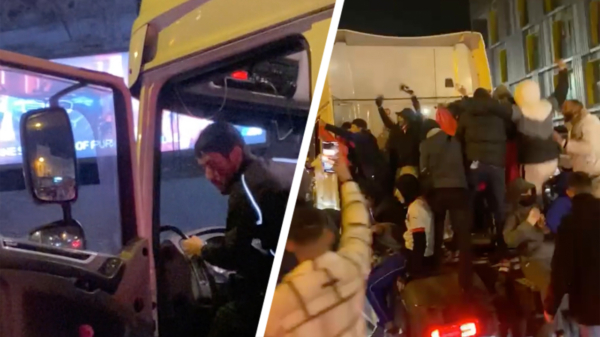 Juichende Marokkaanse voetbalfans vallen in Molenbeek van rijdende vrachtwagen