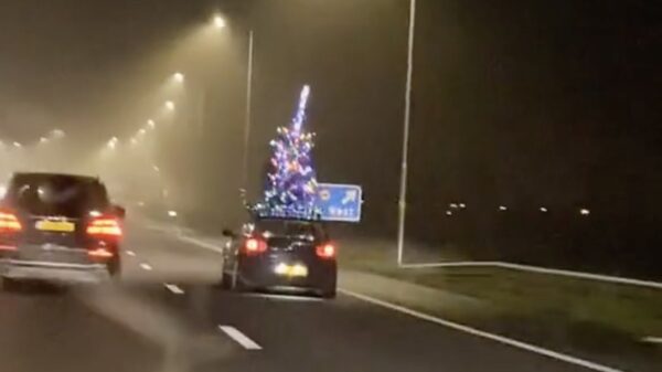 Kan gewoon: met je knipperende kerstboom over de A59 cruisen