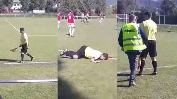 Tsjechische grensrechter komt straalbezopen bij een voetbalwedstrijd opdagen