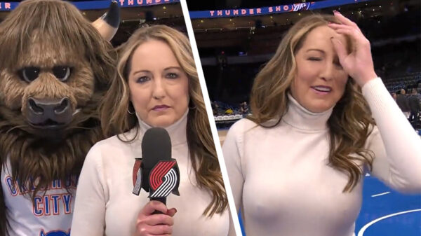 Verslaggeefster krijgt hartverzakking als een mascotte haar laat schrikken