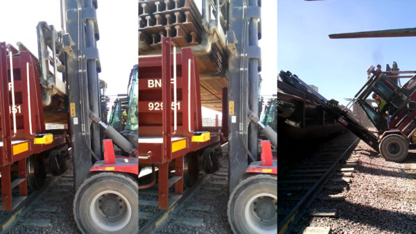 Een trein uitladen met een heftruck: zo moet het niet