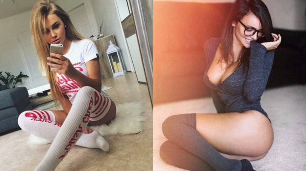 Schaars geklede vrouwen met koude voeten trekken warme sokken aan