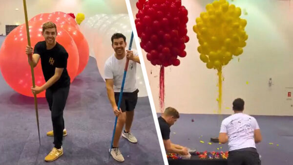 Dit ballonnenprikspel zou een Olympische sport moeten zijn
