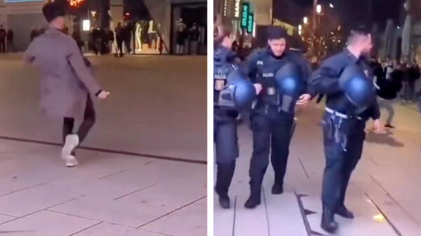 Heerlijke instant karma voor knuppel die vuurpijl in groepje mensen schopt