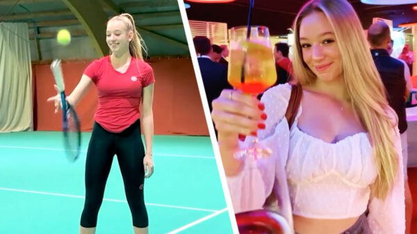 De 16-jarige Zwitserse Jalena Meyer demonstreert haar balkunsten