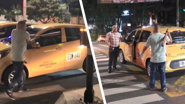 Colombiaanse taxichauffeur blijkt tijdens verkeersfittie over bliksemsnelle handjes te beschikken