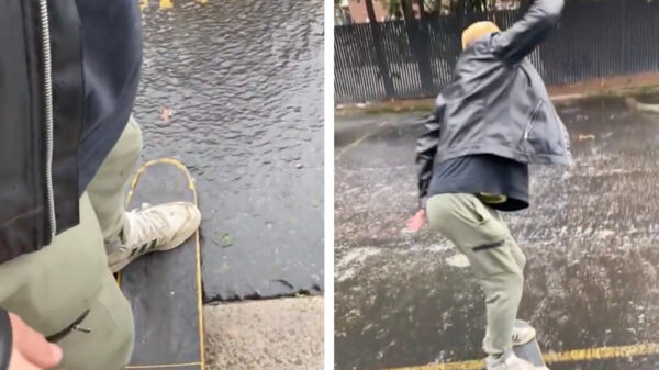Met een skateboard zonder wielen glijd je probleemloos over ijzel