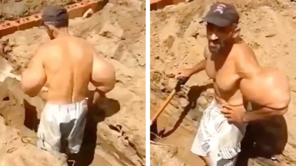 Stratenmaker laat het geheim van zijn gigantische spierballen zien