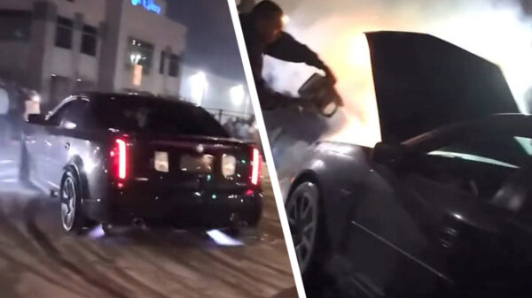 Amerikaanse uitslover kan zijn Cadillac afschrijven nadat zijn motor in de fik vliegt