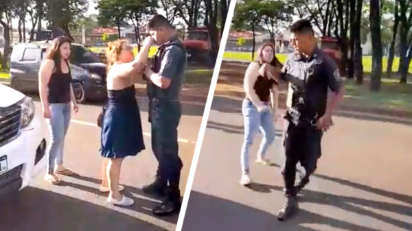 Vrouwen in Paraguay hebben meteen spijt als ze een agent meppen