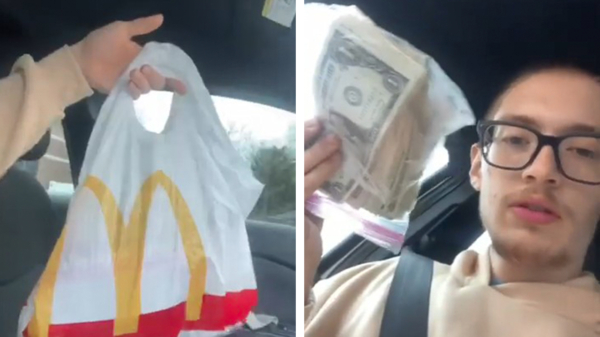McDonald's geeft in plaats van een bestelling een zak met $5000 aan klant