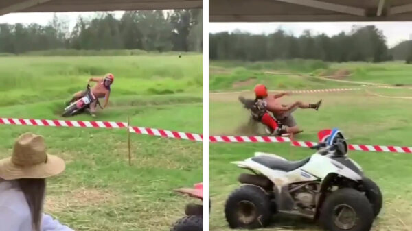 Protip van de dag: ga NOOIT motorcrossen met een cape om je nek