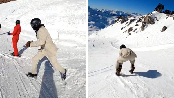 Waarom zou je van die dure ski's huren als je toch al schoenen aan hebt?