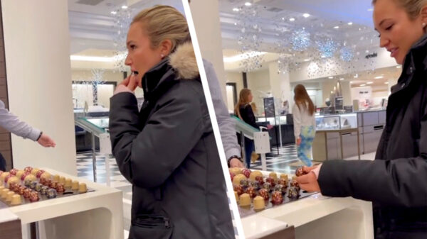 Het resultaat als je net iets te gretig op de gratis chocolade springt