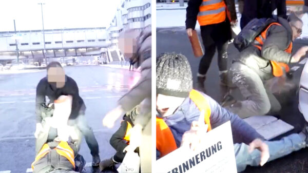 Automobilist heeft haast en rijdt over voet van een klimaatactivist in Berlijn