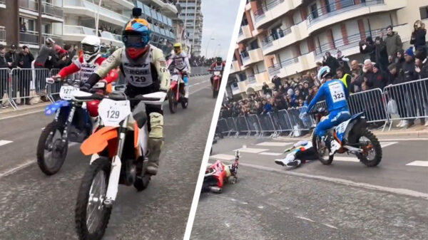Deze motorcrosser had duidelijk nog een appeltje te schillen met zijn rivaal